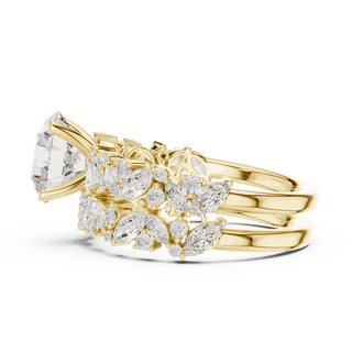 Round Diamond Floral Halo Engagement Ring Gold 18K | Lab Grown | Driona Jewels