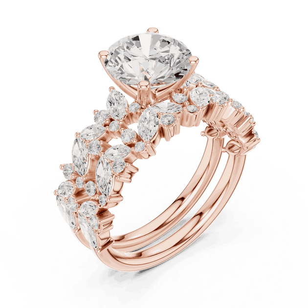Round Diamond Floral Halo Engagement Ring Gold 18K | Lab Grown | Driona Jewels