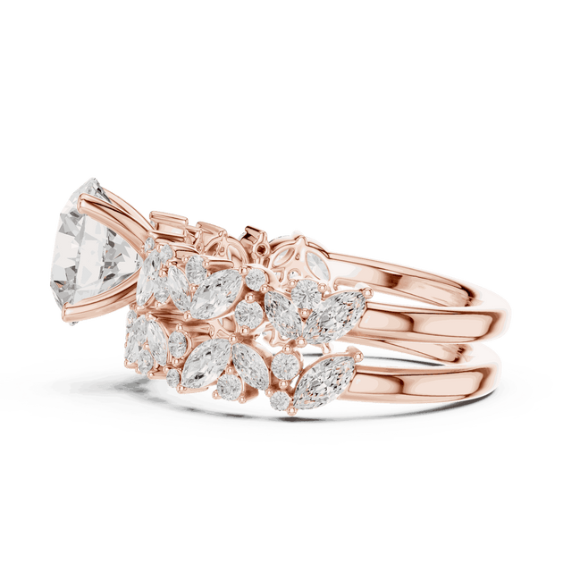 Round Diamond Floral Halo Engagement Ring Gold 18K | Lab Grown | Driona Jewels