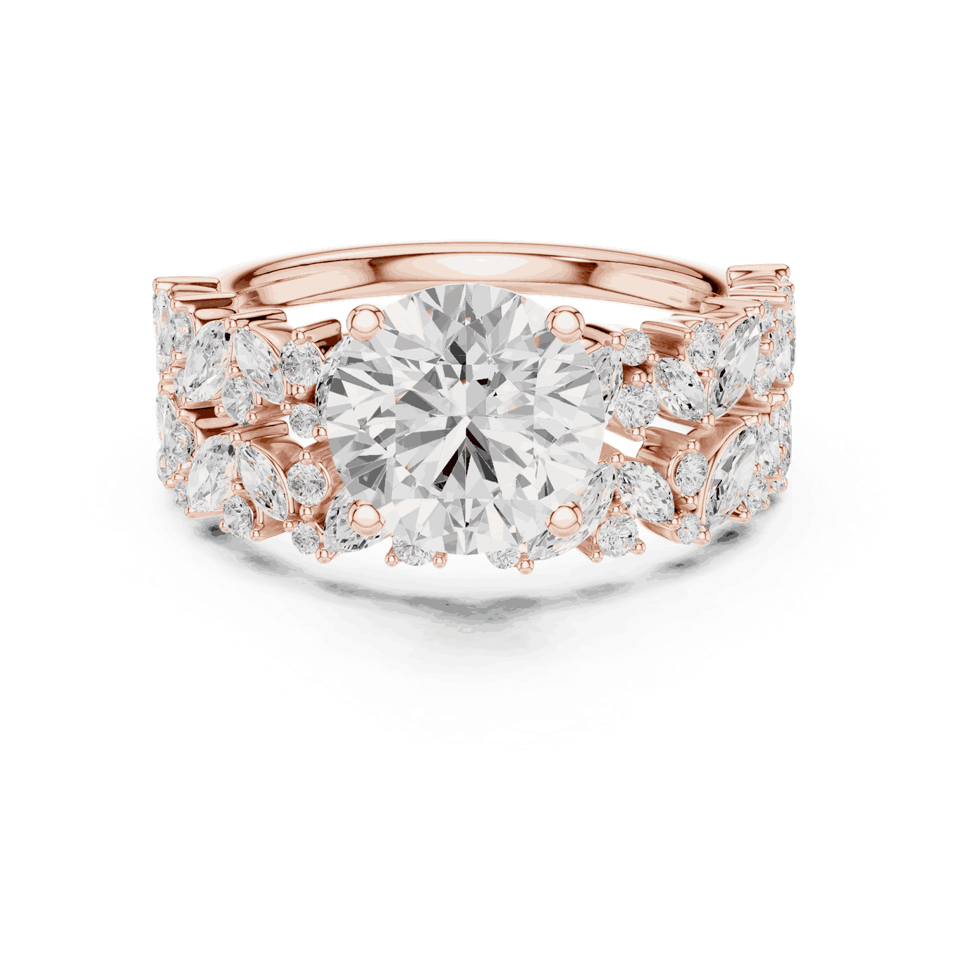 Round Diamond Floral Halo Engagement Ring Gold 18K | Lab Grown | Driona Jewels