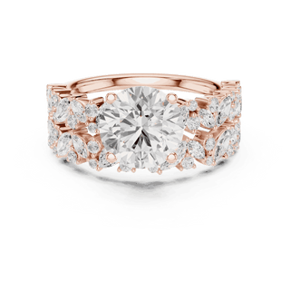 Round Diamond Floral Halo Engagement Ring Gold 18K | Lab Grown | Driona Jewels