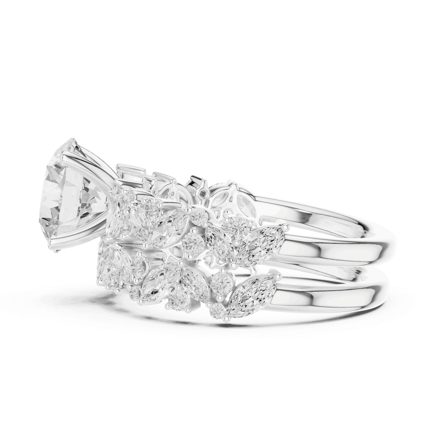 Round Diamond Floral Halo Engagement Ring Gold 18K | Lab Grown | Driona Jewels
