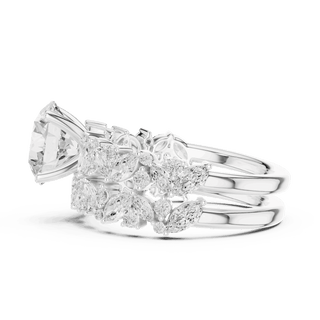 Round Diamond Floral Halo Engagement Ring Gold 18K | Lab Grown | Driona Jewels