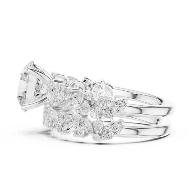 Round Diamond Floral Halo Engagement Ring Gold 18K | Lab Grown | Driona Jewels