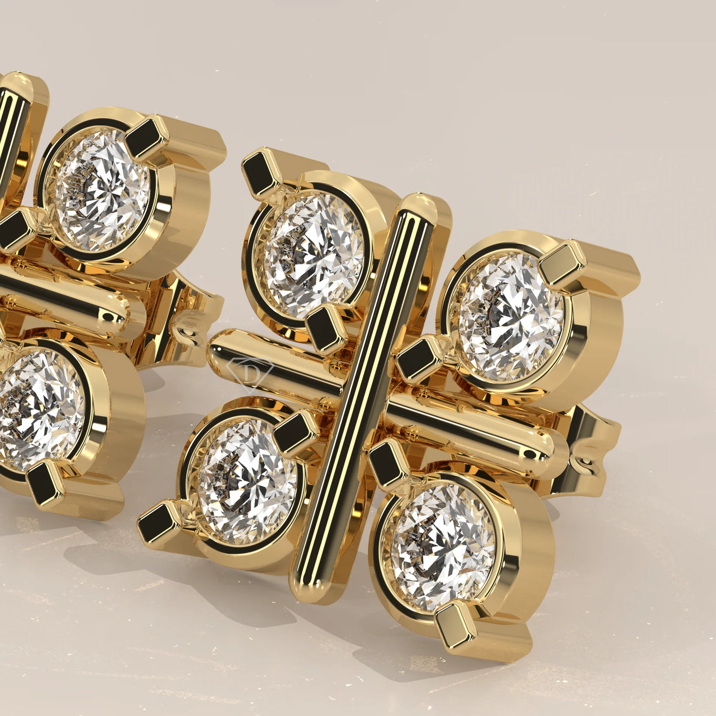 Stone Detail: Round Lab Grown Diamonds in Cluster Setting – Yellow Gold – Driona Jewels