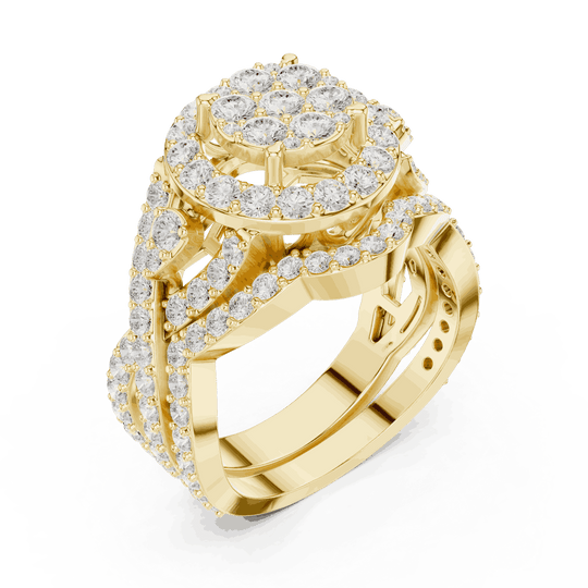 Round Diamond Halo Cluster Engagement Ring Rose Gold 18K | Lab Grown | Driona Jewels