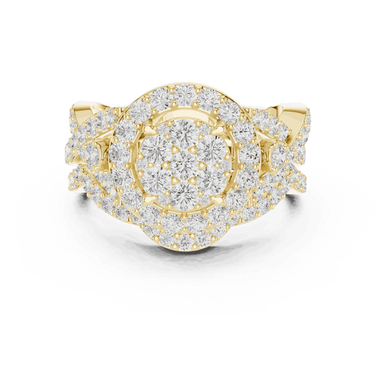 Round Diamond Halo Cluster Engagement Ring Rose Gold 18K | Lab Grown | Driona Jewels