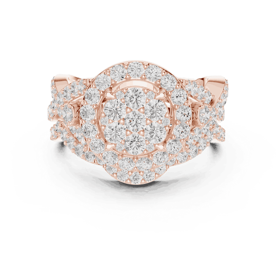 Round Diamond Halo Cluster Engagement Ring Rose Gold 18K | Lab Grown | Driona Jewels
