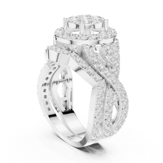 Round Diamond Halo Cluster Engagement Ring Rose Gold 18K | Lab Grown | Driona Jewels