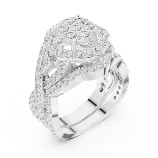 Round Diamond Halo Cluster Engagement Ring Rose Gold 18K | Lab Grown | Driona Jewels