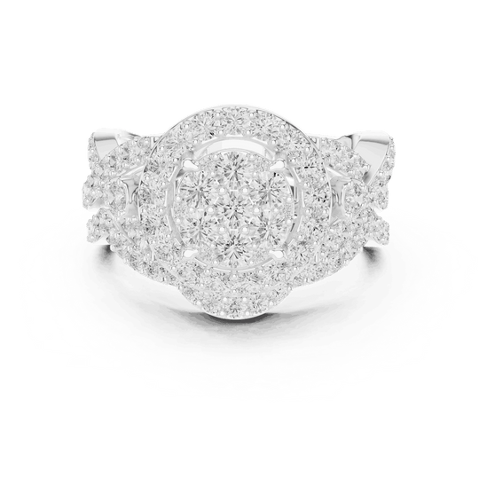 Round Diamond Halo Cluster Engagement Ring Rose Gold 18K | Lab Grown | Driona Jewels