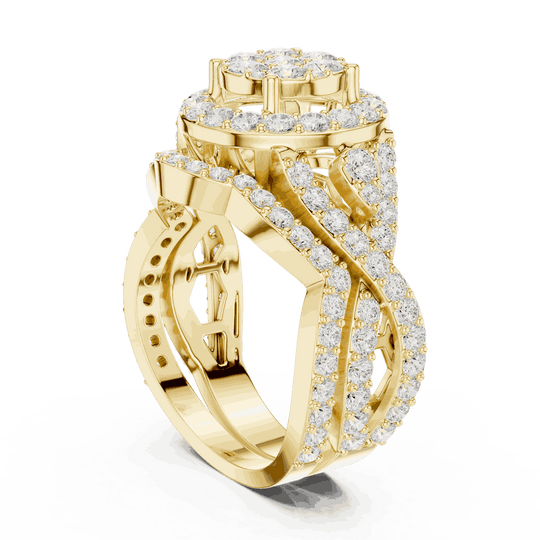 Round Diamond Halo Cluster Engagement Ring Rose Gold 18K | Lab Grown | Driona Jewels