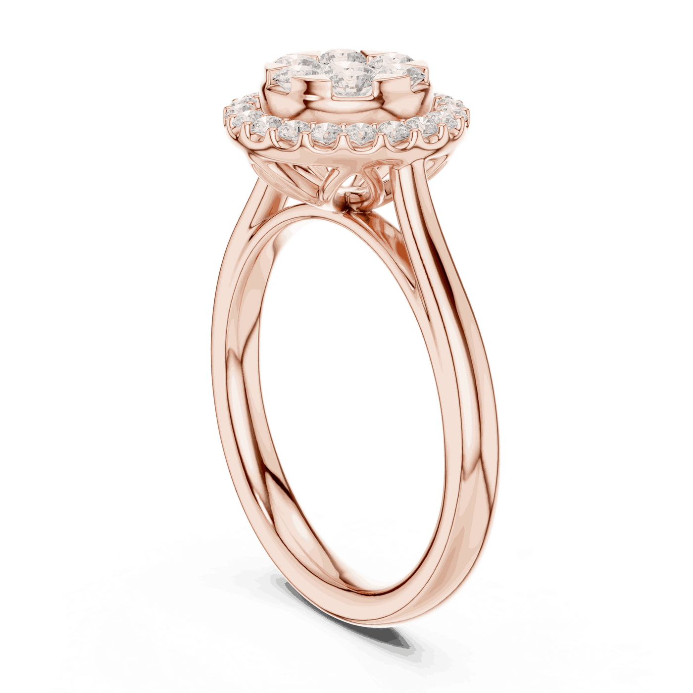 Round Diamond Halo Engagement Ring Rose Gold 18K | Lab Grown | Driona Jewels