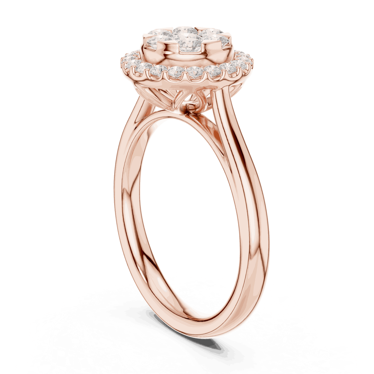 Round Diamond Halo Engagement Ring Rose Gold 18K | Lab Grown | Driona Jewels