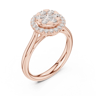Round Diamond Halo Engagement Ring Rose Gold 18K | Lab Grown | Driona Jewels