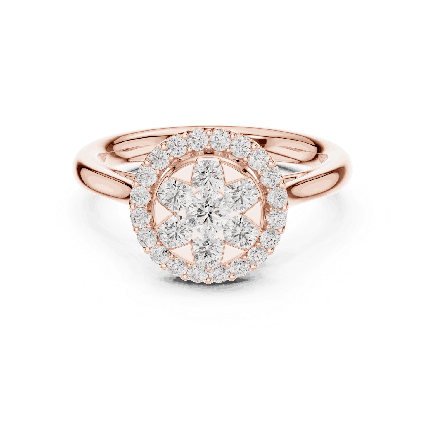 Round Diamond Halo Engagement Ring Rose Gold 18K | Lab Grown | Driona Jewels