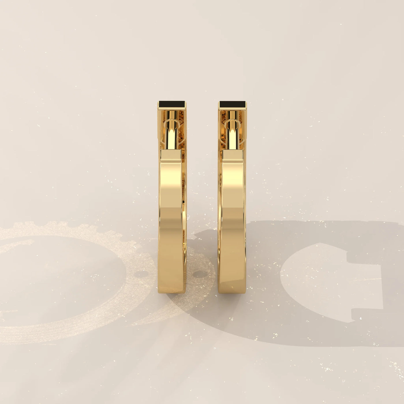 Back View: Round Diamond Huggie Hoop Earrings with Prong Setting in Yellow Gold – Lab Grown – Driona Jewels