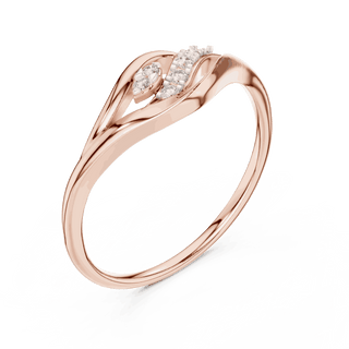 14K Rose Gold Diamond Ring featuring Leaf Swirl Bypass style with Polished finish for women - Perfect Gift for Her - Angled View