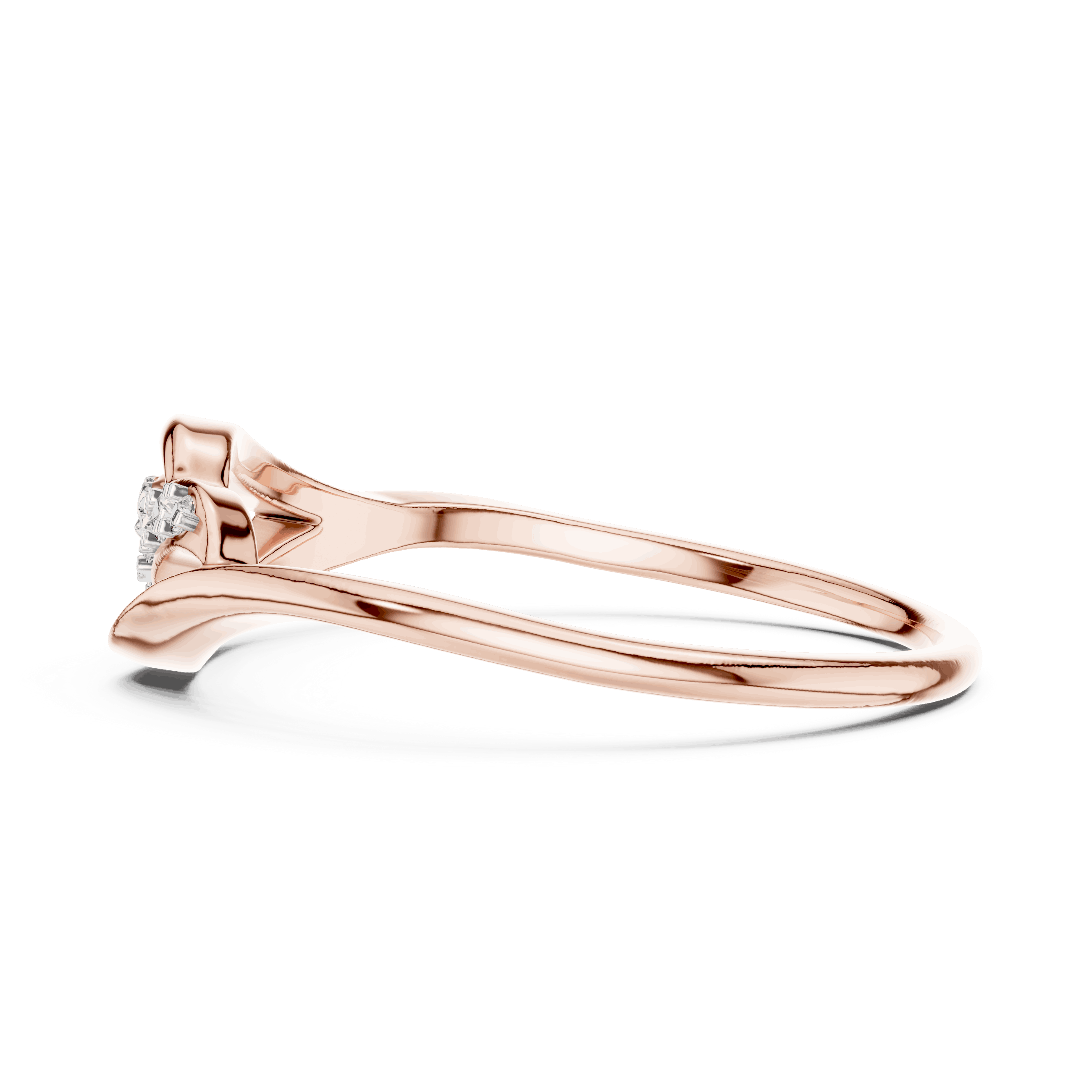 14K Rose Gold Diamond Ring featuring Leaf Swirl Bypass style with Polished finish for women - Perfect Gift for Her - Angled View 2