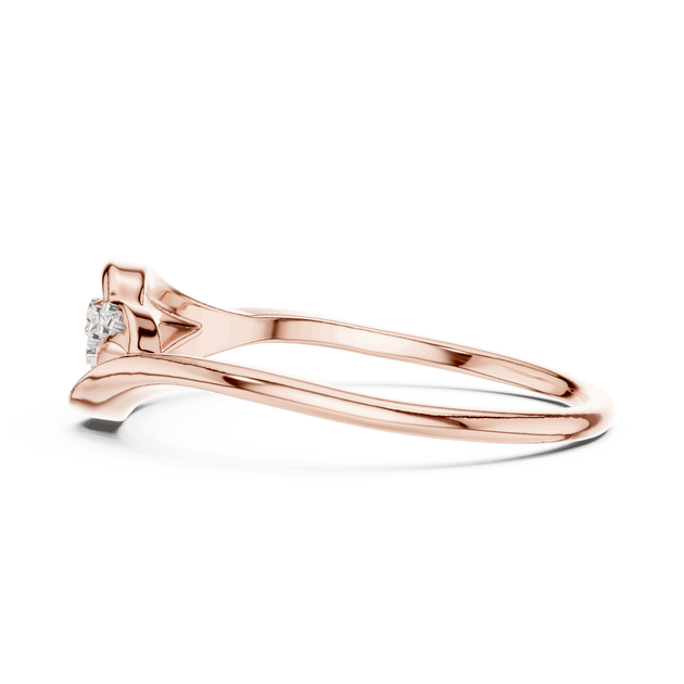 14K Rose Gold Diamond Ring featuring Leaf Swirl Bypass style with Polished finish for women - Perfect Gift for Her - Angled View 2