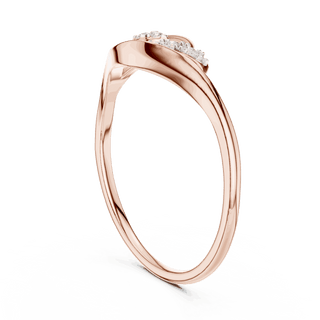 14K Rose Gold Diamond Ring featuring Leaf Swirl Bypass style with Polished finish for women - Perfect Gift for Her - Side View
