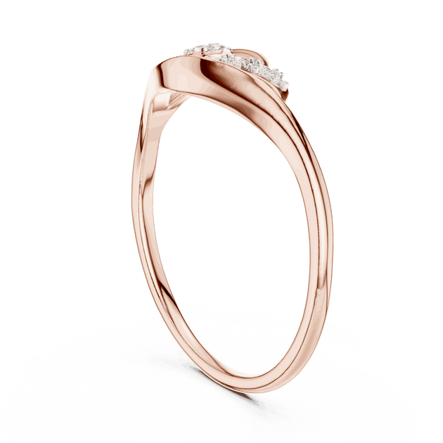 14K Rose Gold Diamond Ring featuring Leaf Swirl Bypass style with Polished finish for women - Perfect Gift for Her - Side View