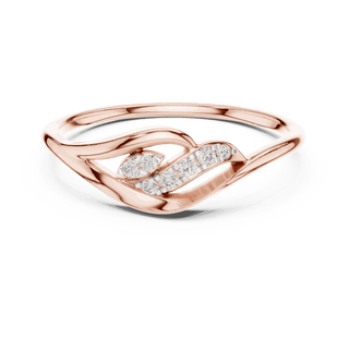 14K Rose Gold Diamond Ring featuring Leaf Swirl Bypass style with Polished finish for women - Perfect Gift for Her - Top View