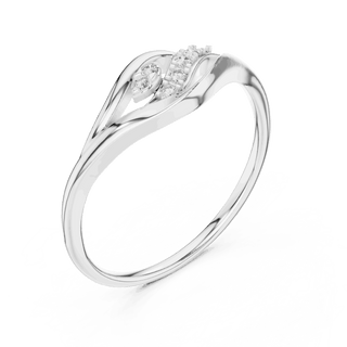 14K White Gold Diamond Ring featuring Leaf Swirl Bypass style with Polished finish for women - Perfect Gift for Her - Angled View