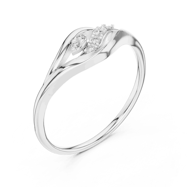 14K White Gold Diamond Ring featuring Leaf Swirl Bypass style with Polished finish for women - Perfect Gift for Her - Angled View