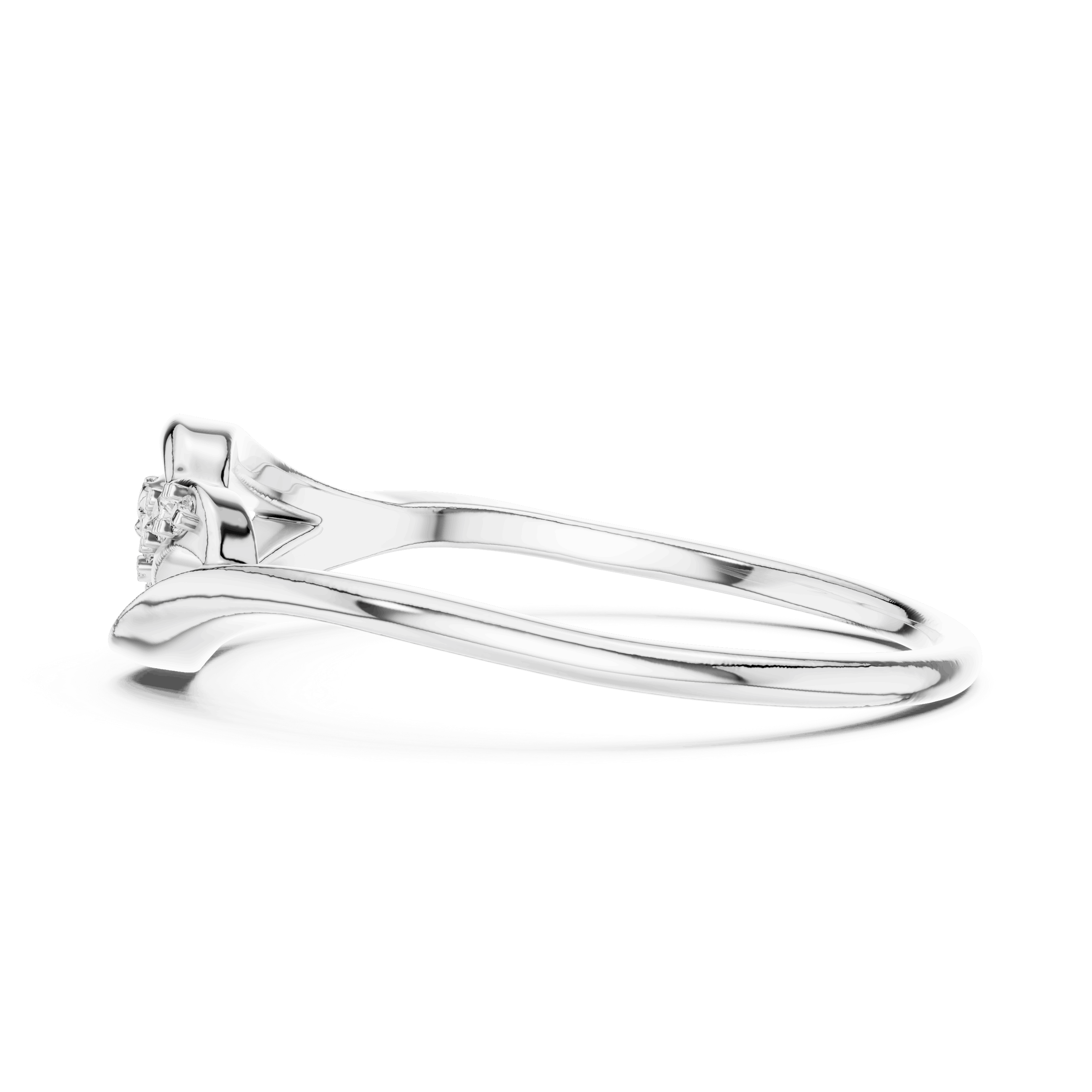 14K White Gold Diamond Ring featuring Leaf Swirl Bypass style with Polished finish for women - Perfect Gift for Her - Angled View 2