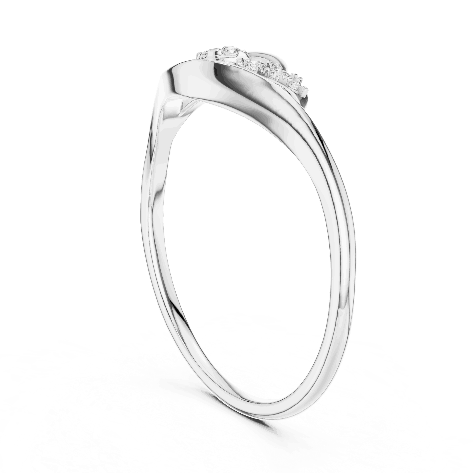 14K White Gold Diamond Ring featuring Leaf Swirl Bypass style with Polished finish for women - Perfect Gift for Her - Side View
