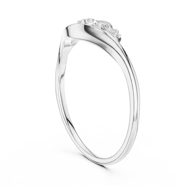 14K White Gold Diamond Ring featuring Leaf Swirl Bypass style with Polished finish for women - Perfect Gift for Her - Side View