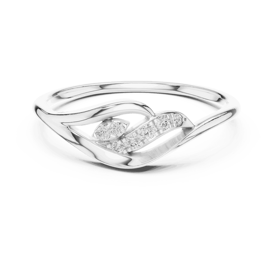 14K White Gold Diamond Ring featuring Leaf Swirl Bypass style with Polished finish for women - Perfect Gift for Her - Top View