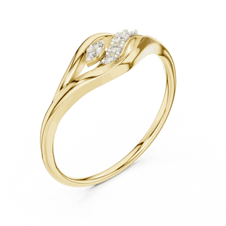 14K Yellow Gold Diamond Ring featuring Leaf Swirl Bypass style with Polished finish for women - Perfect Gift for Her - Angled View