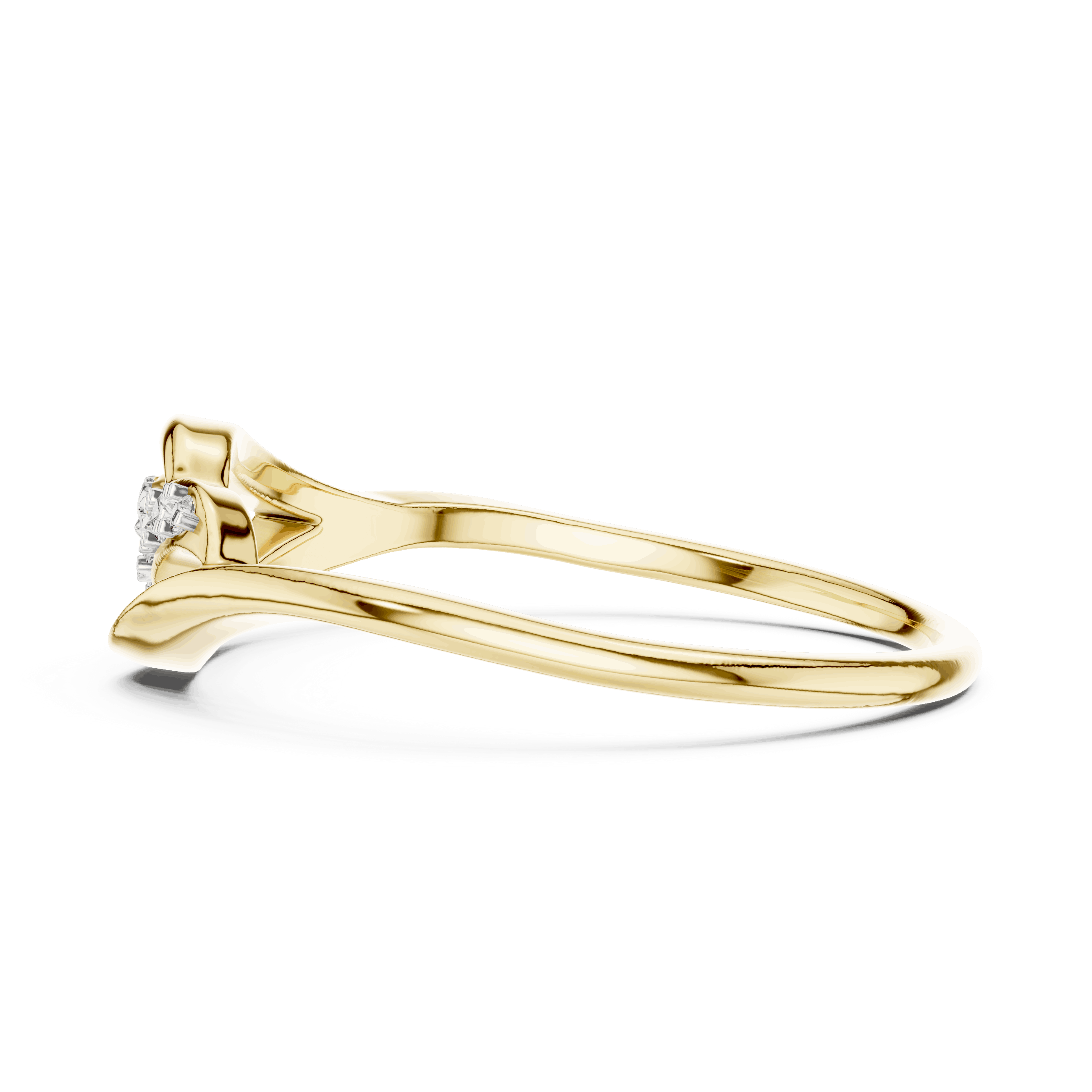 14K Yellow Gold Diamond Ring featuring Leaf Swirl Bypass style with Polished finish for women - Perfect Gift for Her - Angled View 2