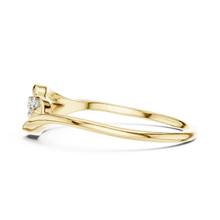 14K Yellow Gold Diamond Ring featuring Leaf Swirl Bypass style with Polished finish for women - Perfect Gift for Her - Angled View 2