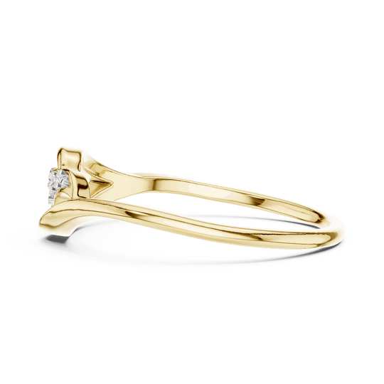 14K Yellow Gold Diamond Ring featuring Leaf Swirl Bypass style with Polished finish for women - Perfect Gift for Her - Angled View 2