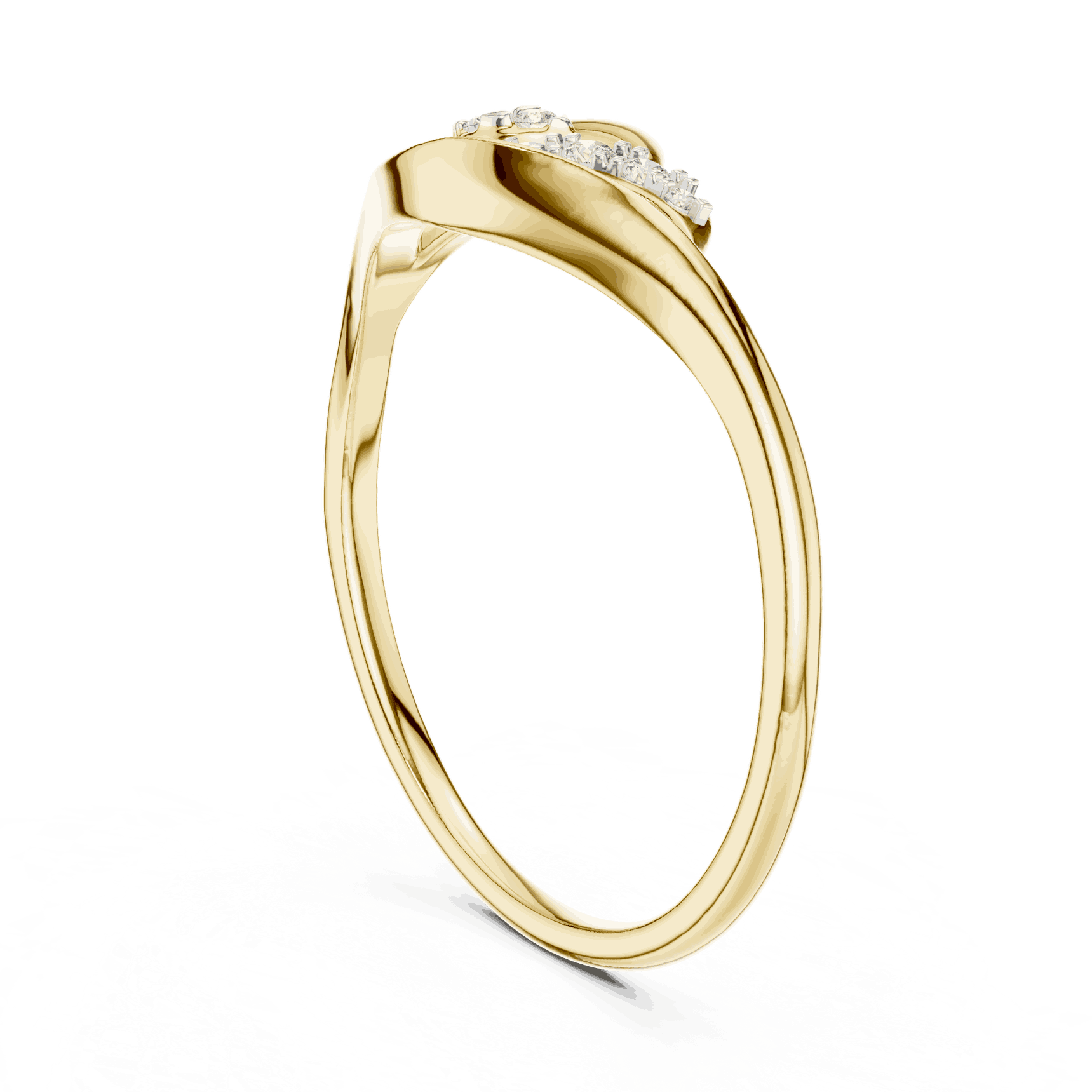 14K Yellow Gold Diamond Ring featuring Leaf Swirl Bypass style with Polished finish for women - Perfect Gift for Her - Side View