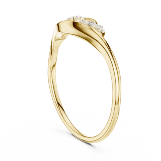 14K Yellow Gold Diamond Ring featuring Leaf Swirl Bypass style with Polished finish for women - Perfect Gift for Her - Side View