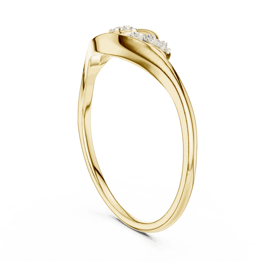 14K Yellow Gold Diamond Ring featuring Leaf Swirl Bypass style with Polished finish for women - Perfect Gift for Her - Side View