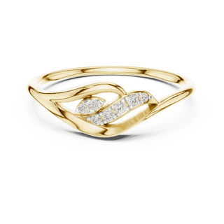 14K Yellow Gold Diamond Ring featuring Leaf Swirl Bypass style with Polished finish for women - Perfect Gift for Her - Top View