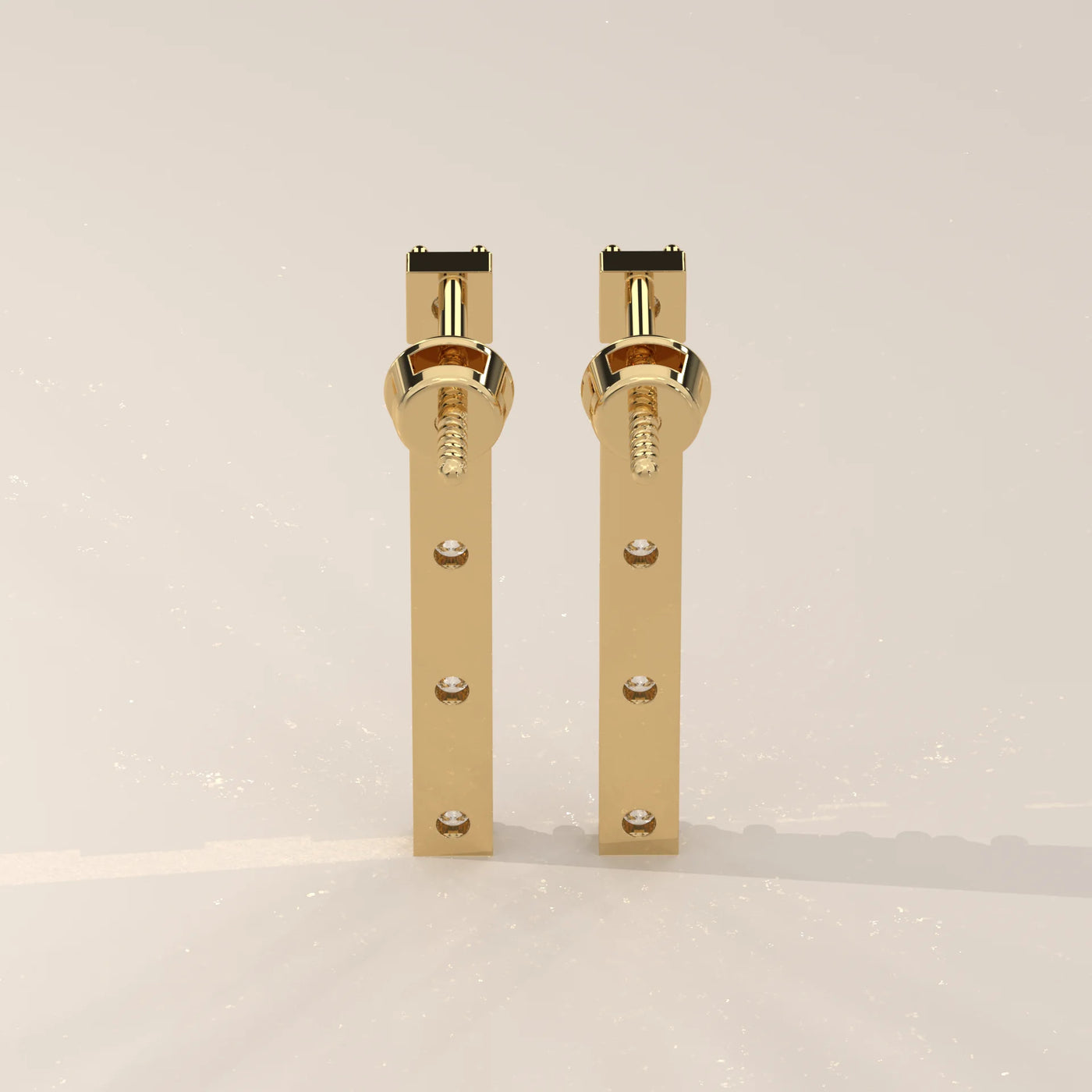 Back View: Round Diamond Drop Earrings with Prong Setting in Yellow Gold – Lab Grown – Driona Jewels