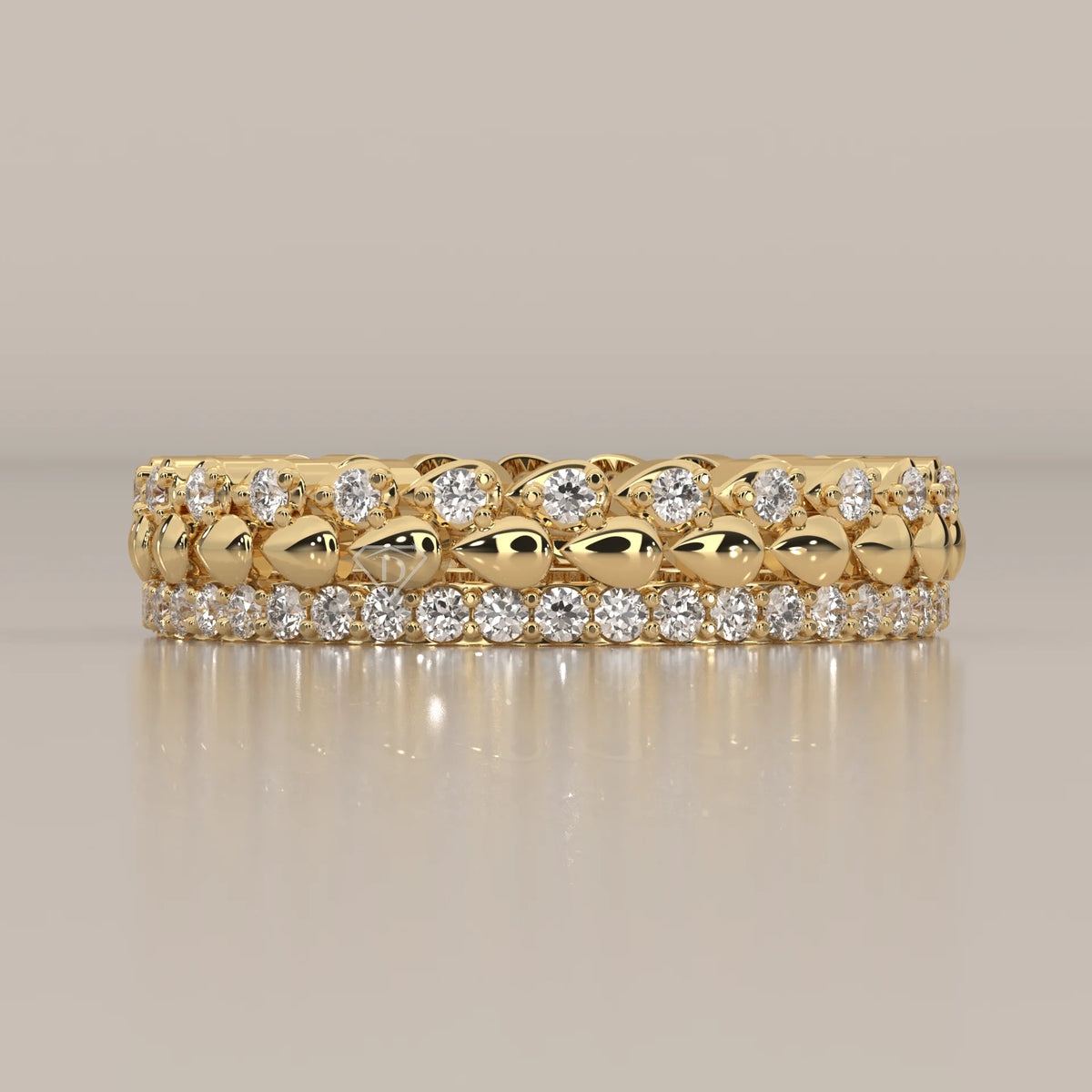Side Profile: Round Diamond Eternity Band with Eternity Setting in Yellow Gold – Lab Grown – Driona Jewels