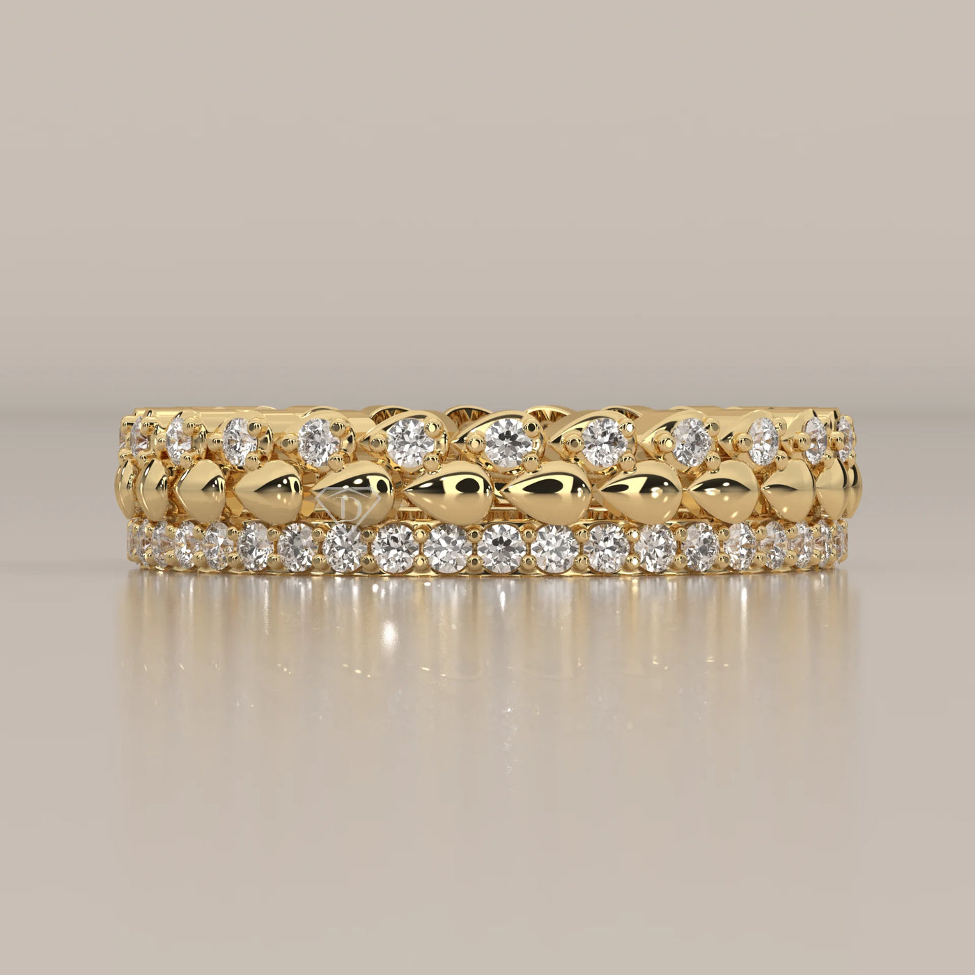 Side Profile: Round Diamond Eternity Band with Eternity Setting in Yellow Gold – Lab Grown – Driona Jewels