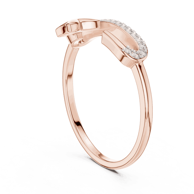 14K Rose Gold Diamond Ring featuring Open Bypass Flower Charm Pave style with Polished finish for women - Perfect Gift for Her - Side View