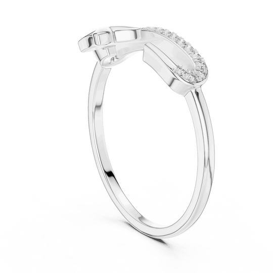 14K White Gold Diamond Ring featuring Open Bypass Flower Charm Pave style with Polished finish for women - Perfect Gift for Her - Side View