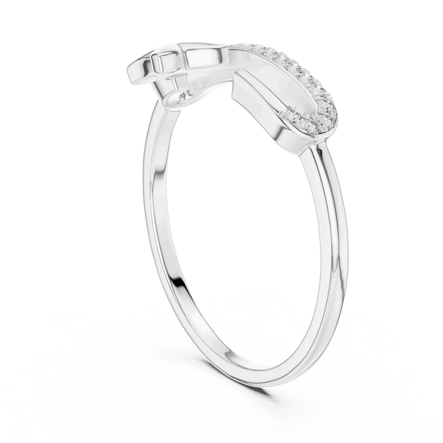 14K White Gold Diamond Ring featuring Open Bypass Flower Charm Pave style with Polished finish for women - Perfect Gift for Her - Side View