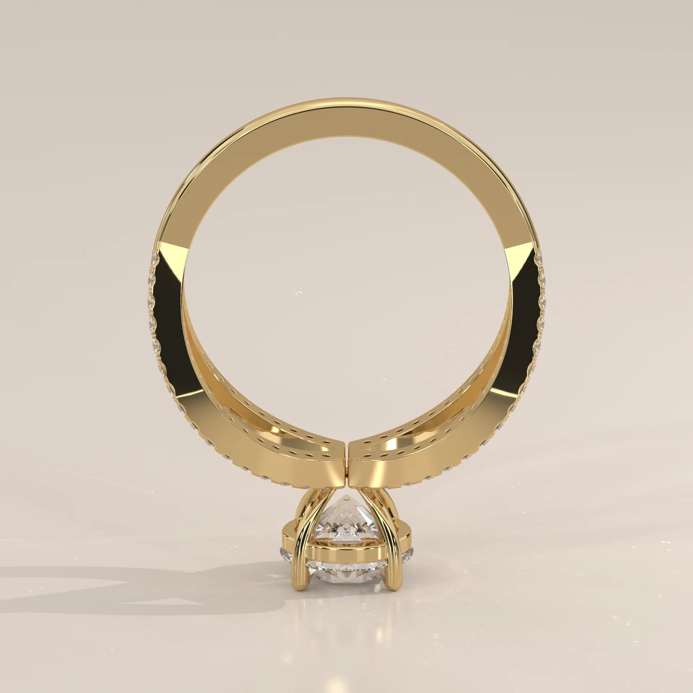 Front View: Round Diamond Ring with Split Shank Setting in Yellow Gold – Lab Grown – Driona Jewels