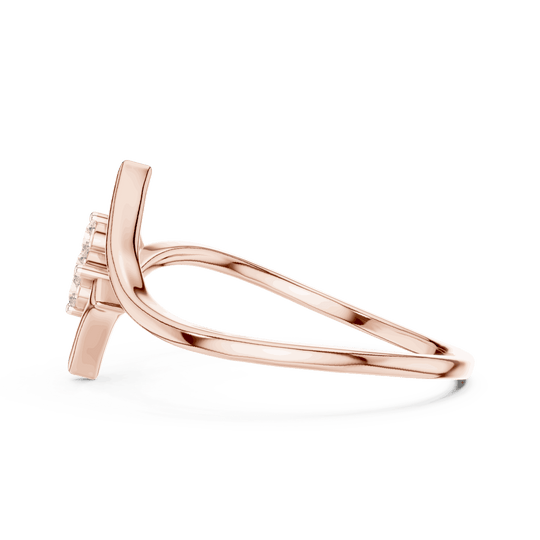 14K Rose Gold Diamond Ring featuring Star Frame Bypass Cluster style with Polished finish for women - Perfect Gift for Her - Angled View 2