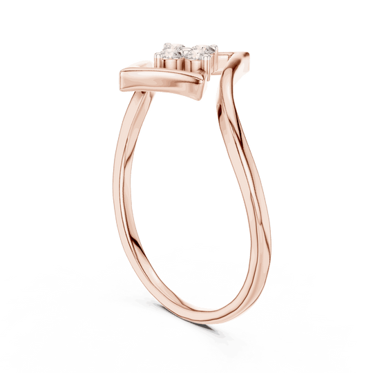 14K Rose Gold Diamond Ring featuring Star Frame Bypass Cluster style with Polished finish for women - Perfect Gift for Her - Side View
